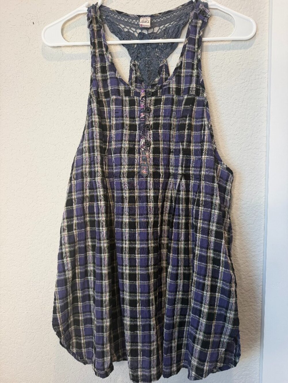 Free People Vintage Purple Black Top Size 6